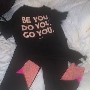 Victoria’s Secret pink yogas and campus top